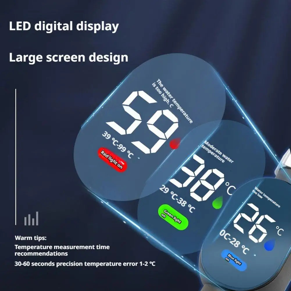 Digital Shower Thermometer Instant-Read LED Display 0℃~99℃ Waterproof Bath Thermostat For Home Bathroom Temperature Measurement
