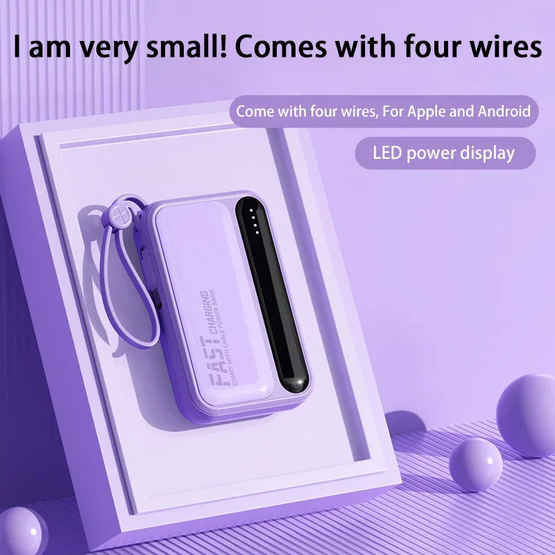 With 4In1 Cables 120W 500000mAh Power Bank Large Capacity Intelligent Digital Display Light Portable Powerbank For iPhone Huawei