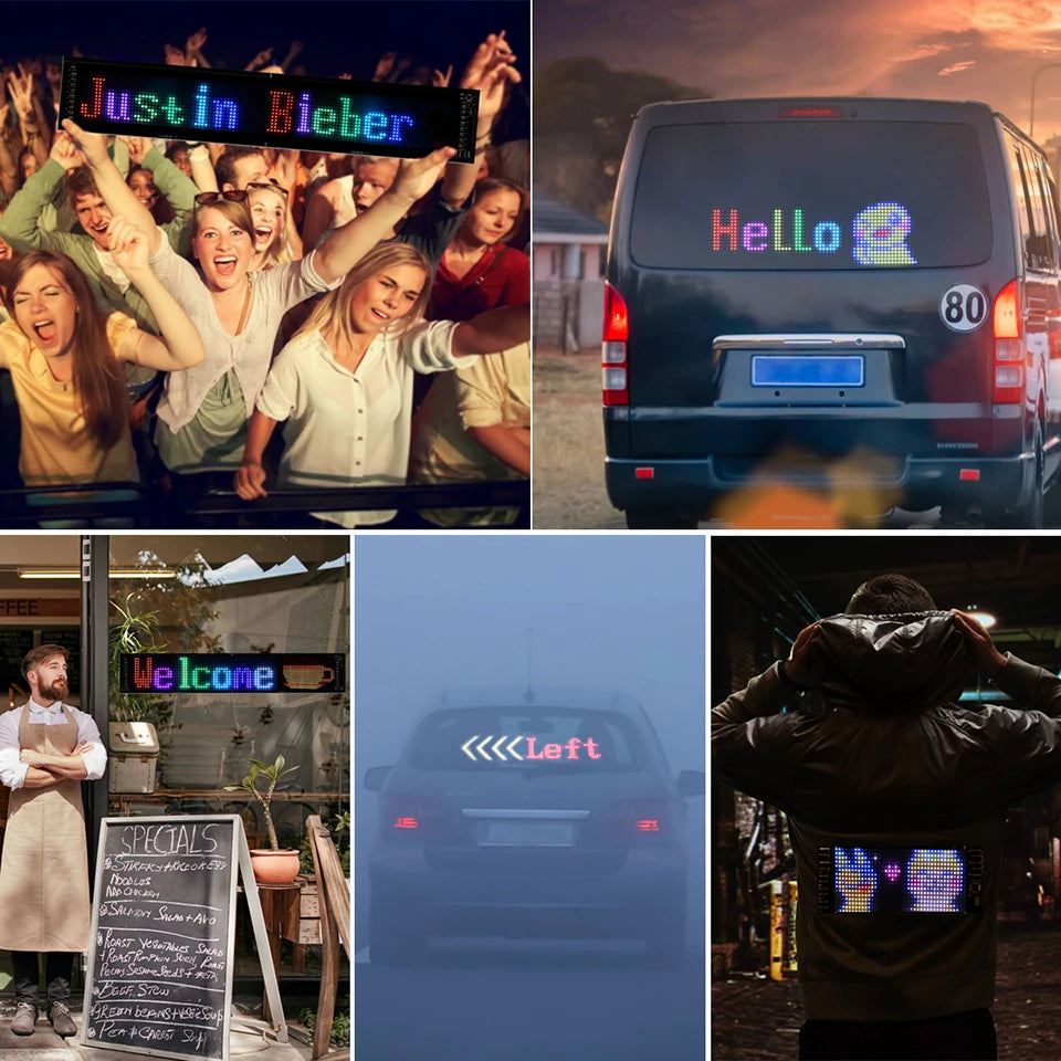 Smart Pixel LED Advertising Sign Scrolling Display Panel Screen BT APP Control USB 5V DIY Image Text Pattern Animation Creative