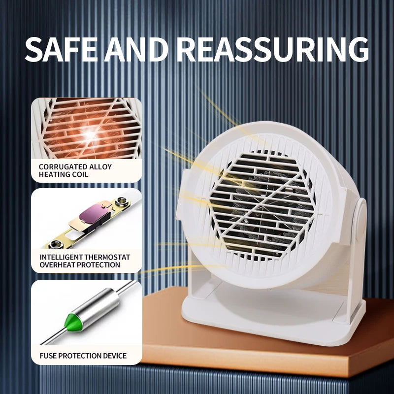 EU Heating Cooling Small Heater Home Bedroom Dormitory Office Energy Saving Safety Quiet Rotating Shaking Head Electric Heater