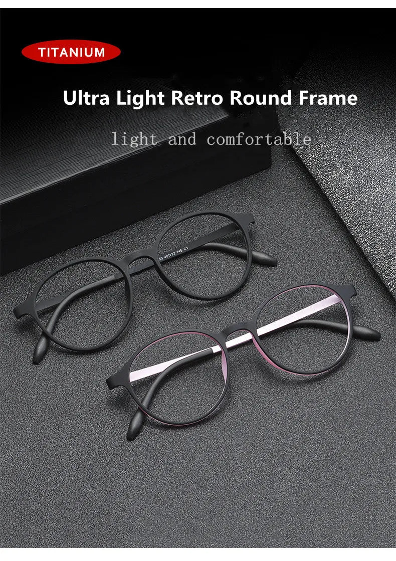 Ultralight Titanium Alloy TR90 Reading Glasses For Men And Women Retro Round Anti blue Light Presbyopia Glasses 0 +100 +150 +250