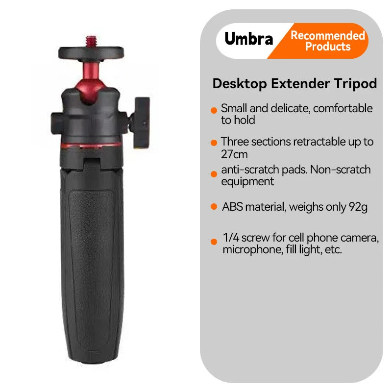 Mini Extendable Desktop Tripod Handheld Photography Bracket Flexible Stand Ballhead 1/4 Inch Screw Mount For GoPro Insta360 DJI