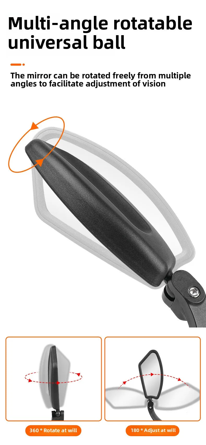 Stainless Steel HD Lens Bike Rear VIew Mirror 360° Rotatable MTB Rear Mirror Widen Big View Road Bicycle Mirror Bike Accessories
