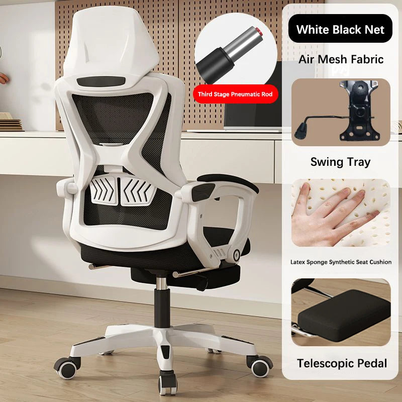 Office Ergonomic Chair Gaming Chair Mesh Office Chair with Rocking Function Armchair Relaxing Chair Adjustable Waist Support