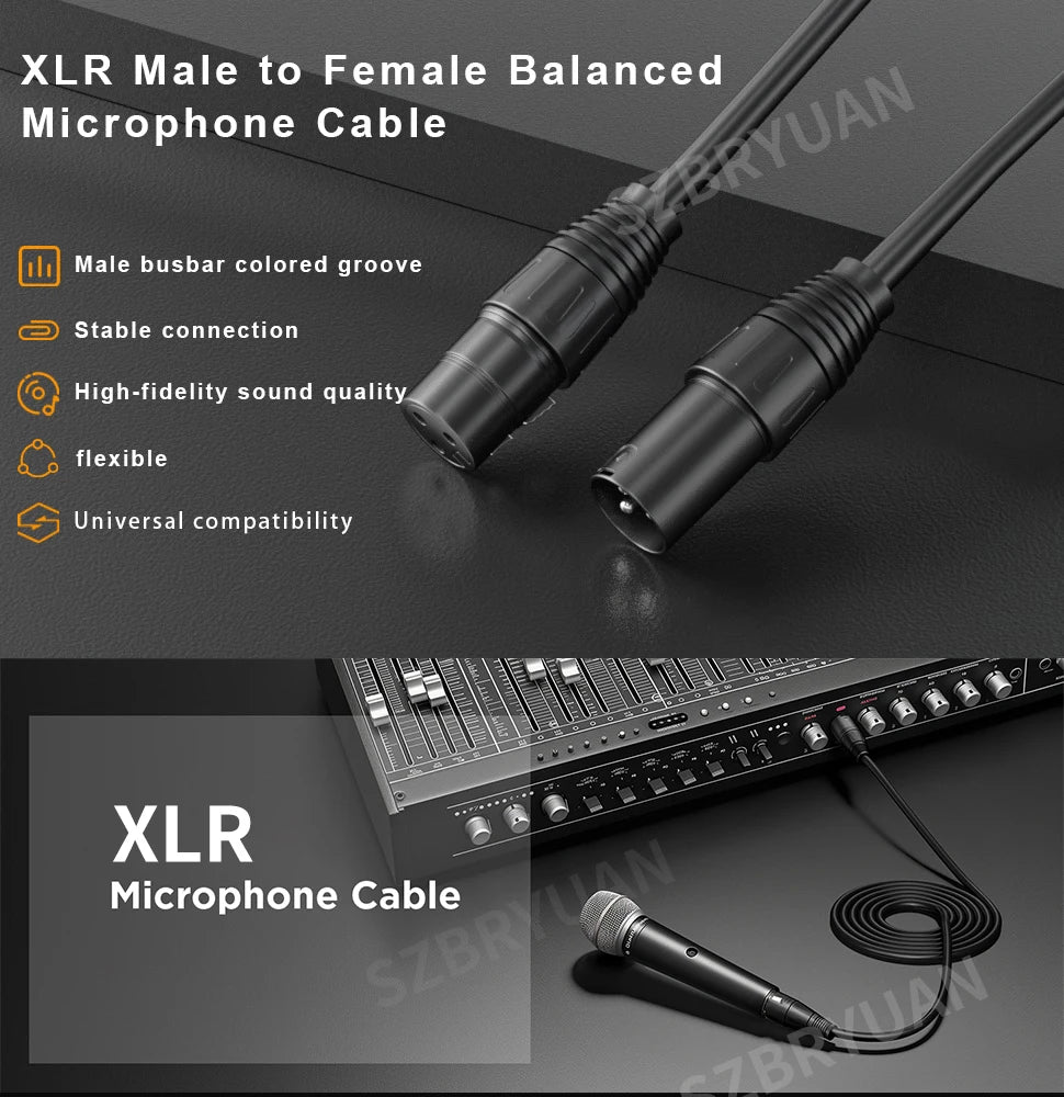XLR Cable 3Pin Audio Lines Male to XLR Female Microphone Sound Cannon Extension Cable for Audio Mixer Amplifiers HiFi xlr cables