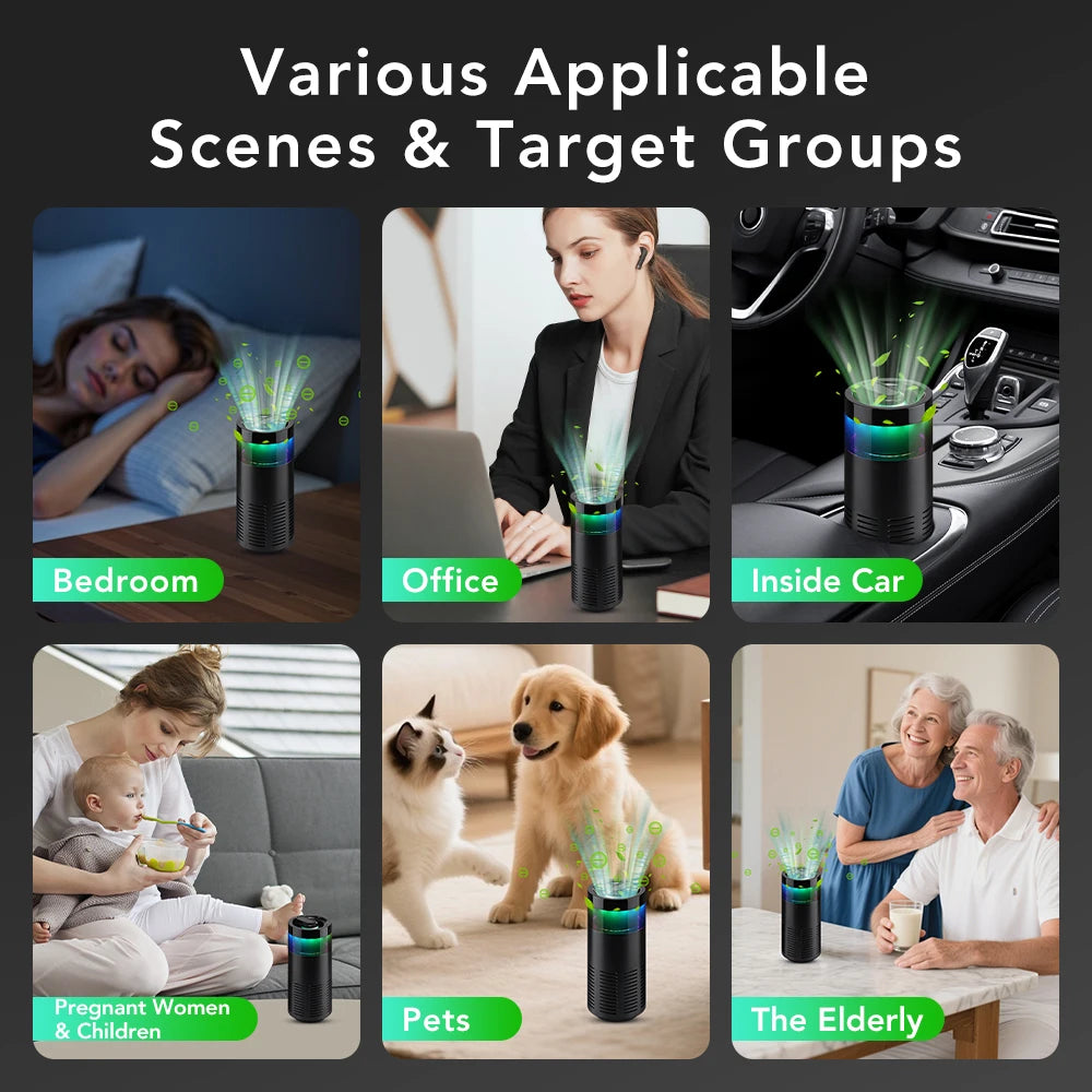 Mini Car Air Purifier Eliminate Pet/Smoke Odor Purification Ionizer Gift Aroma Stick Negative Ion Air Freshener  Ambient Light