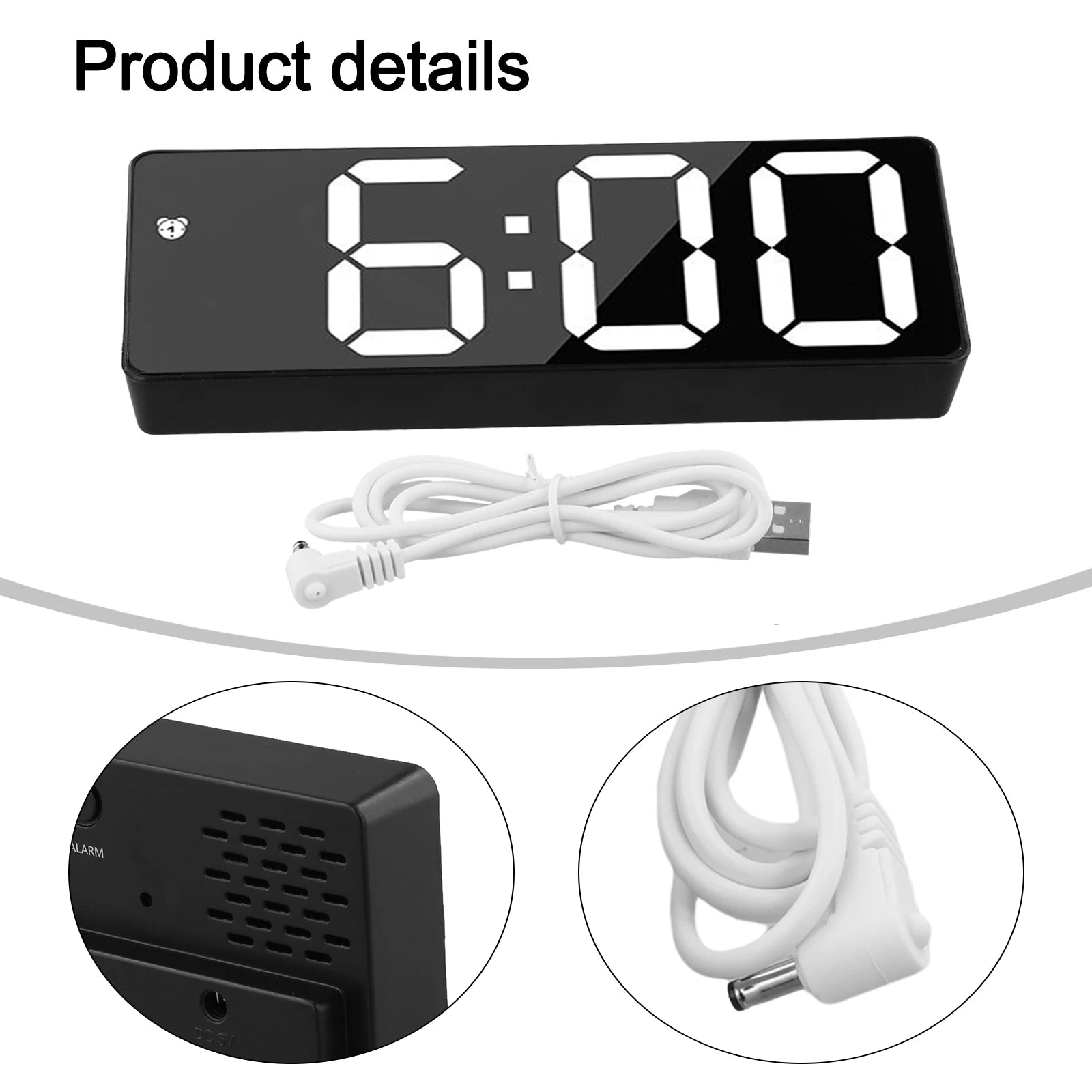 Electronic Clock with Bright Large Display and Voice Control Designed for Time Alarm Calendar and Temperature Monitoring