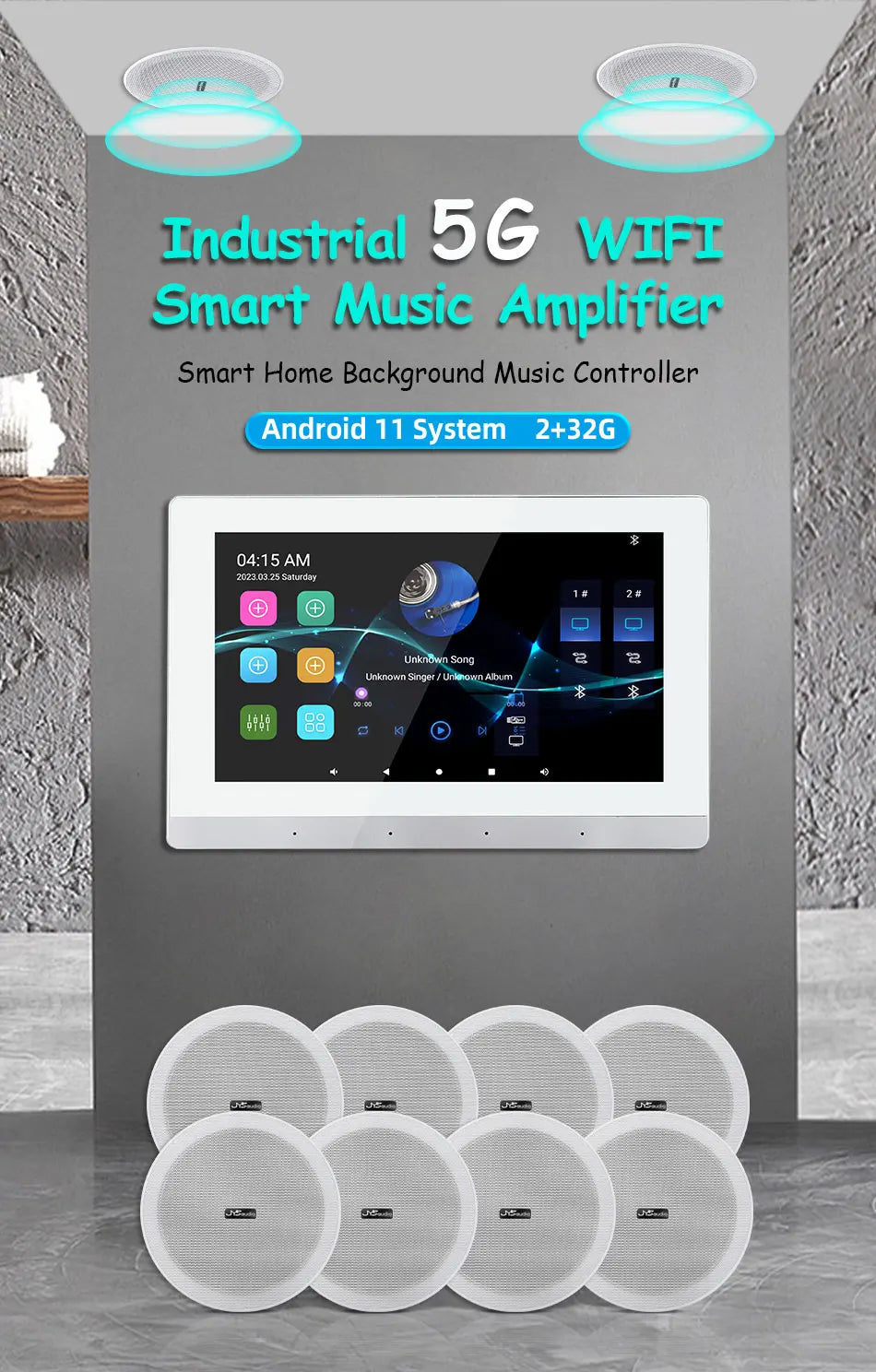 Smart Audio System Home Theater Sound Amplifier Wall Screen WiFi Bluetooth Amp Full House Speaker Setup 6INCH Ceiling Speakers