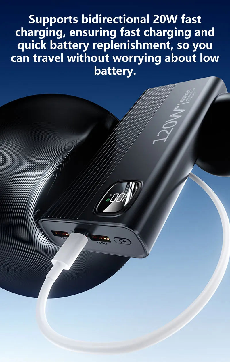 500000mAh Power Bank 120W Super Fast Charging Portable Mobile Power Digital Display Ultralarge Capacity External Battery 2026