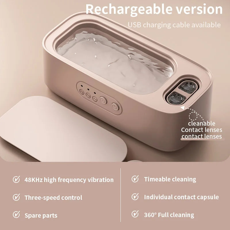 High Frequency Ultrasonic Cleaning Machine Adjustable Double Bin Vibration Full Cleaning for Jewelry Household Use