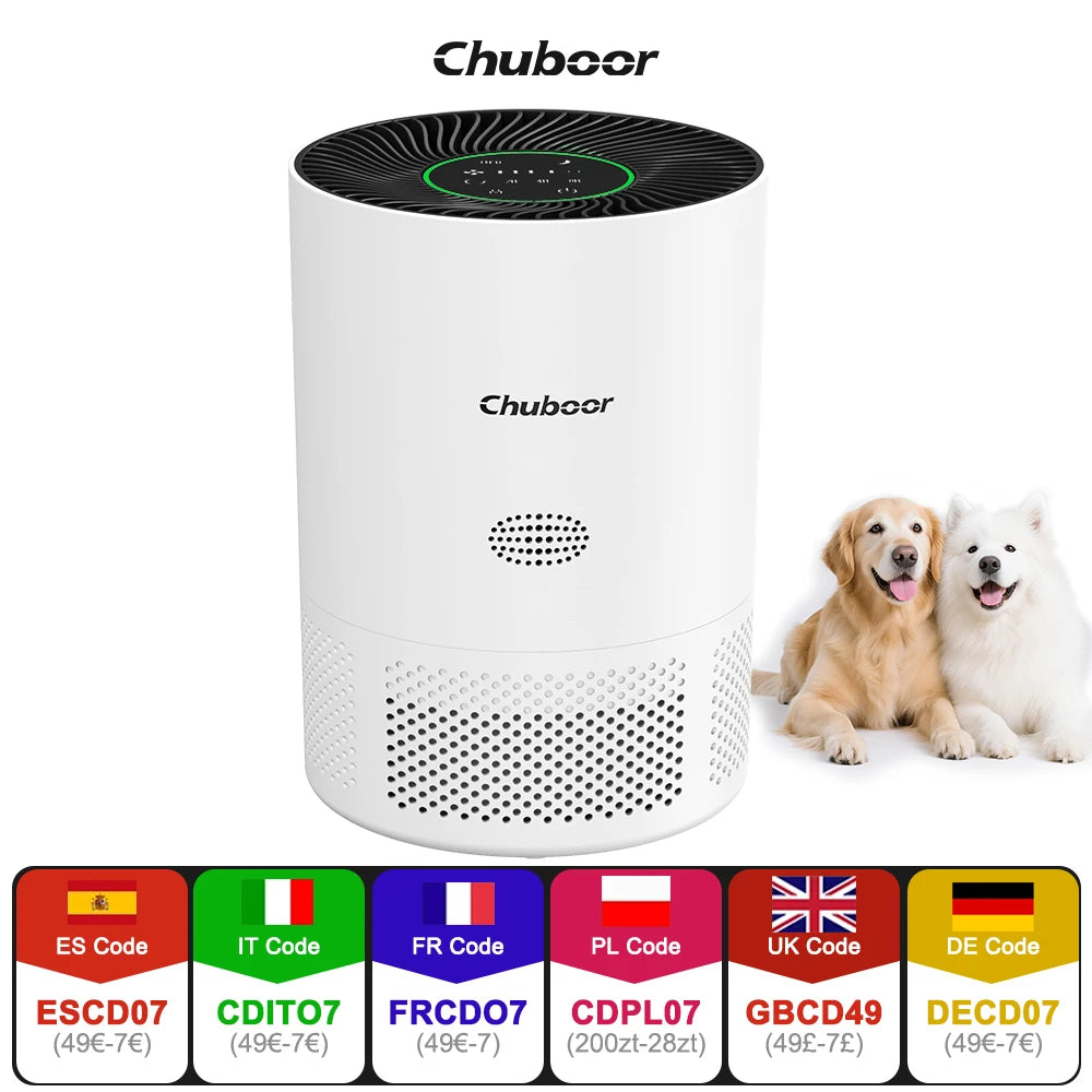 Chuboor Air Purifier for Home Allergies Pet Hair in Bedroom Covers Up to 360 ft²  3-in-1 Filter with HEPA Remove Dust Smoke Odor
