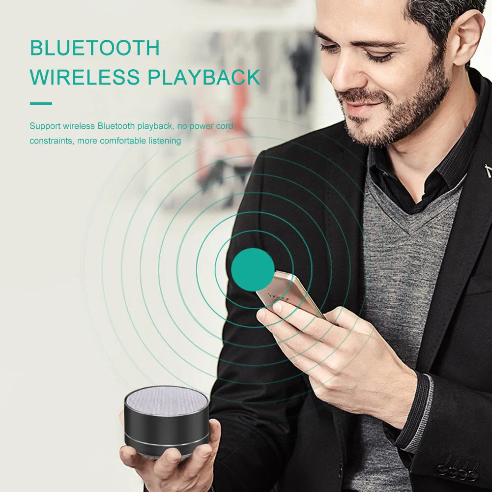 Metal Mini Speaker Bluetooth Wireless Portable Car Audio LED Light Subwoofer Portable Support TF Card USB Charging For PC Laptop