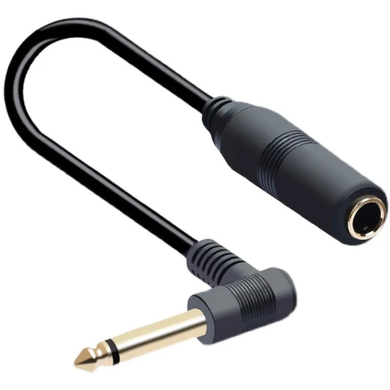 Dual channel Guitar Extension Cord Mono 6.35 TRS Male to 6.35mm Elbow 6.5 TRS Female Audio Cable 0.1m for Amplifiers Pianos Home