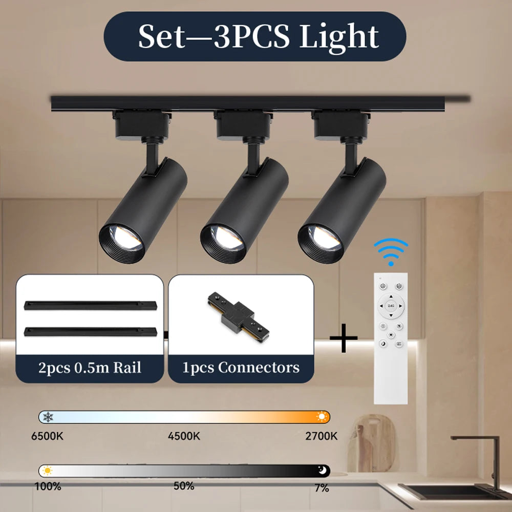 LED Track Lamp Remote Control Available Dimming Rail Lighting Home Decoration Kitchen Living Room Clothing ShopDecor Track Light