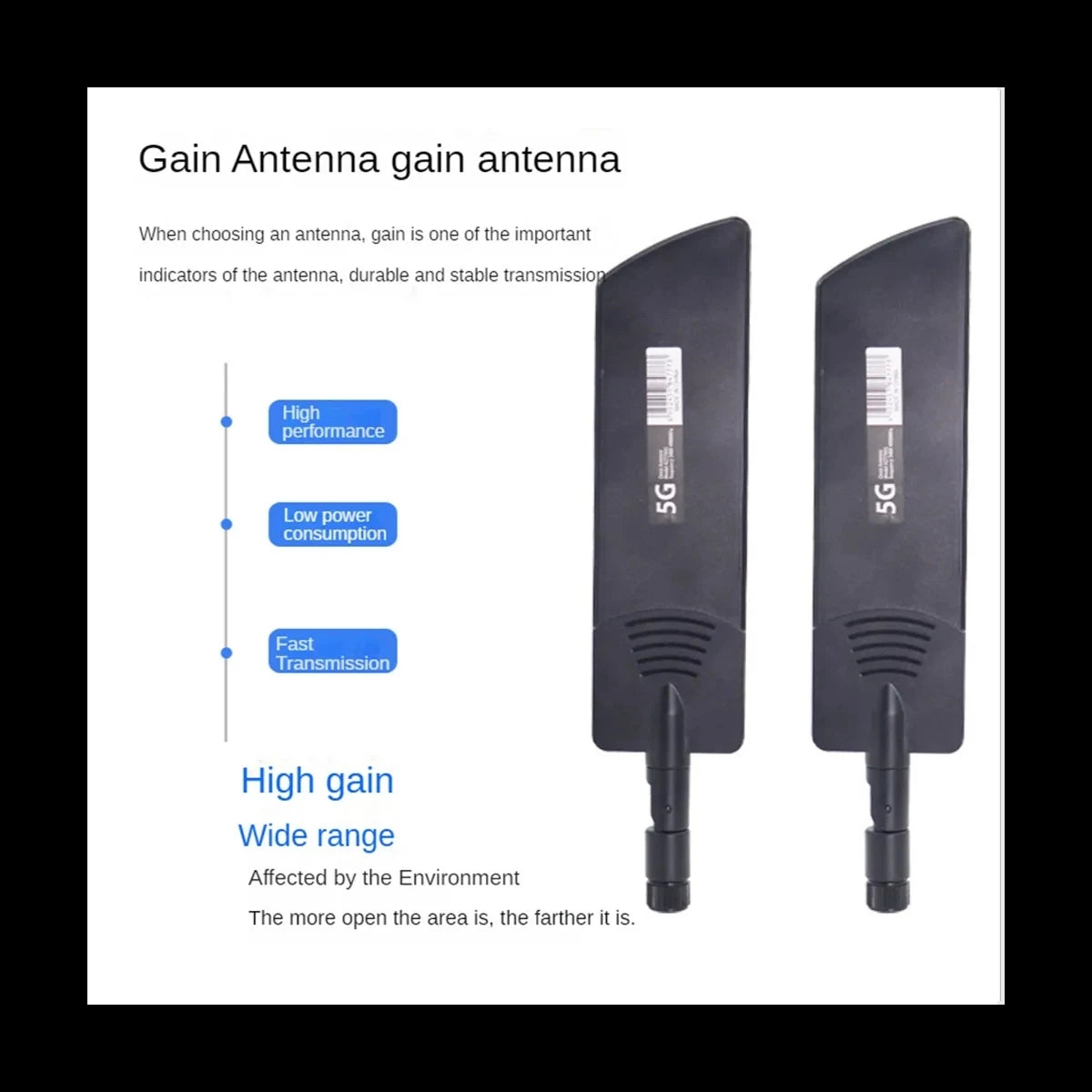 2-piece set, 5G 4G SMA external antenna, suitable for modems, routers, 40dBi folding signal amplifiers, wide range 600~6000Mhz