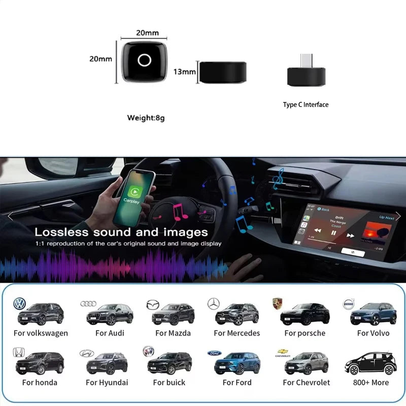 Skilldrive 2025 Upgraded Wireless CarPlay Adapter Wireless Android Auto AI Smart Box Intelligent Systems for Wired CarPlay Car