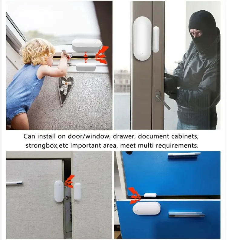 Tuya Smart WiFi Zigbee Door Sensor Smart Home Open Close Detector Smartlife App Control Notification Compatible