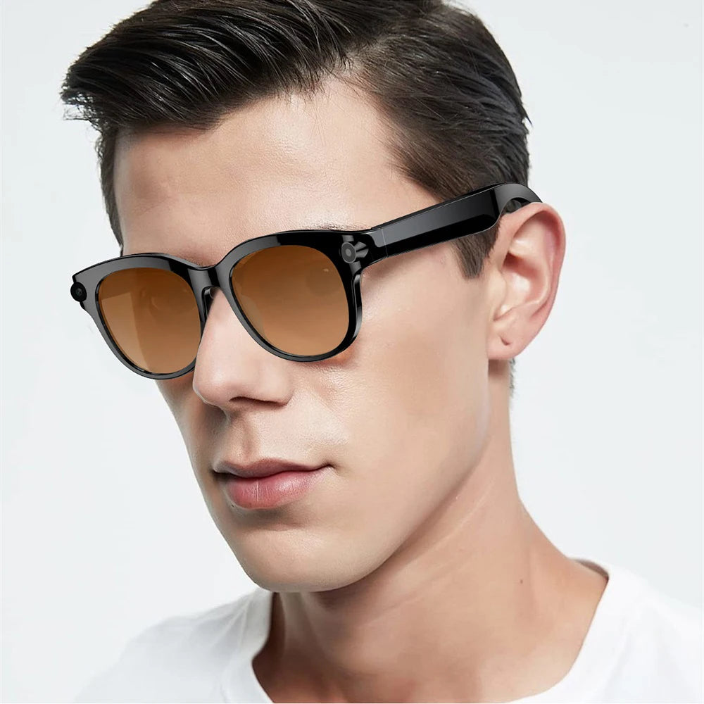 AI Smart Glasses Real-time Translation Dual Camera Bluetooth Call Sunglasses Shoot Audio Video Music Player Multifunctional Men