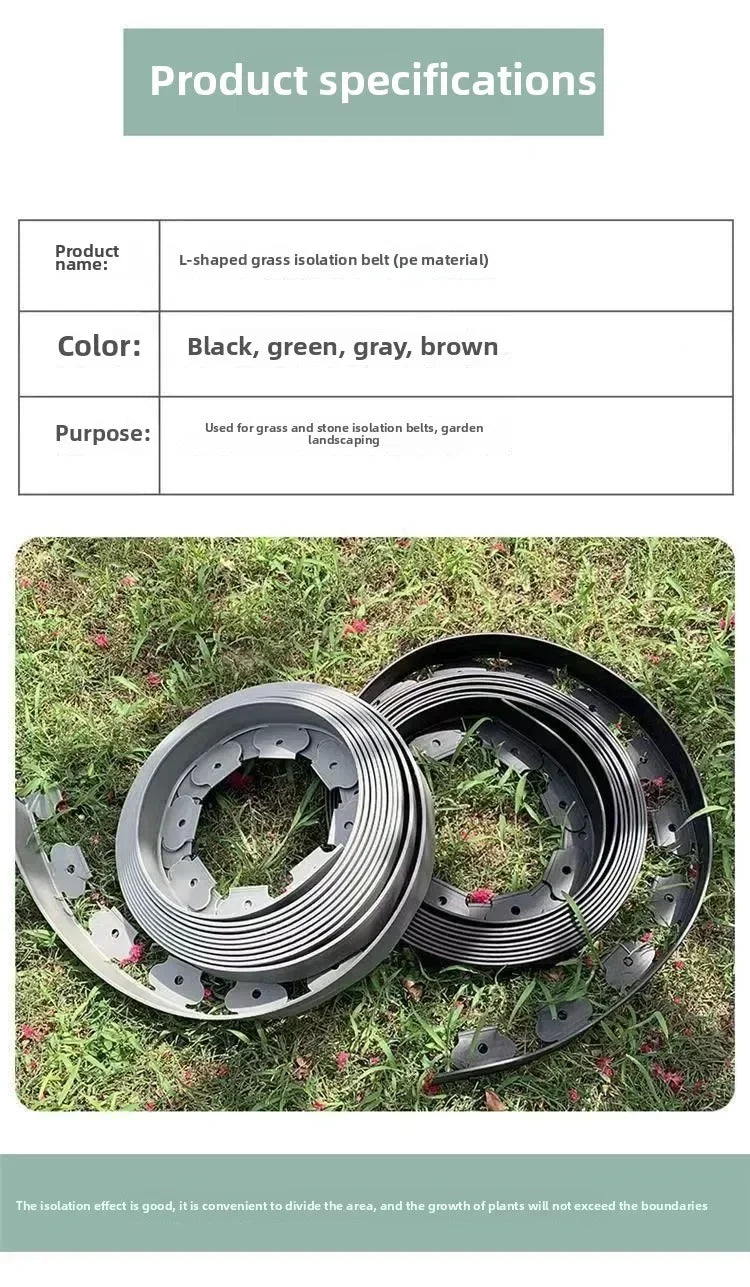 10M L Shaped Lawn Edging Heavy Duty Landscape Border for Grass Gravel Separation Pavement Edge Restraint DIY Garden Barrier