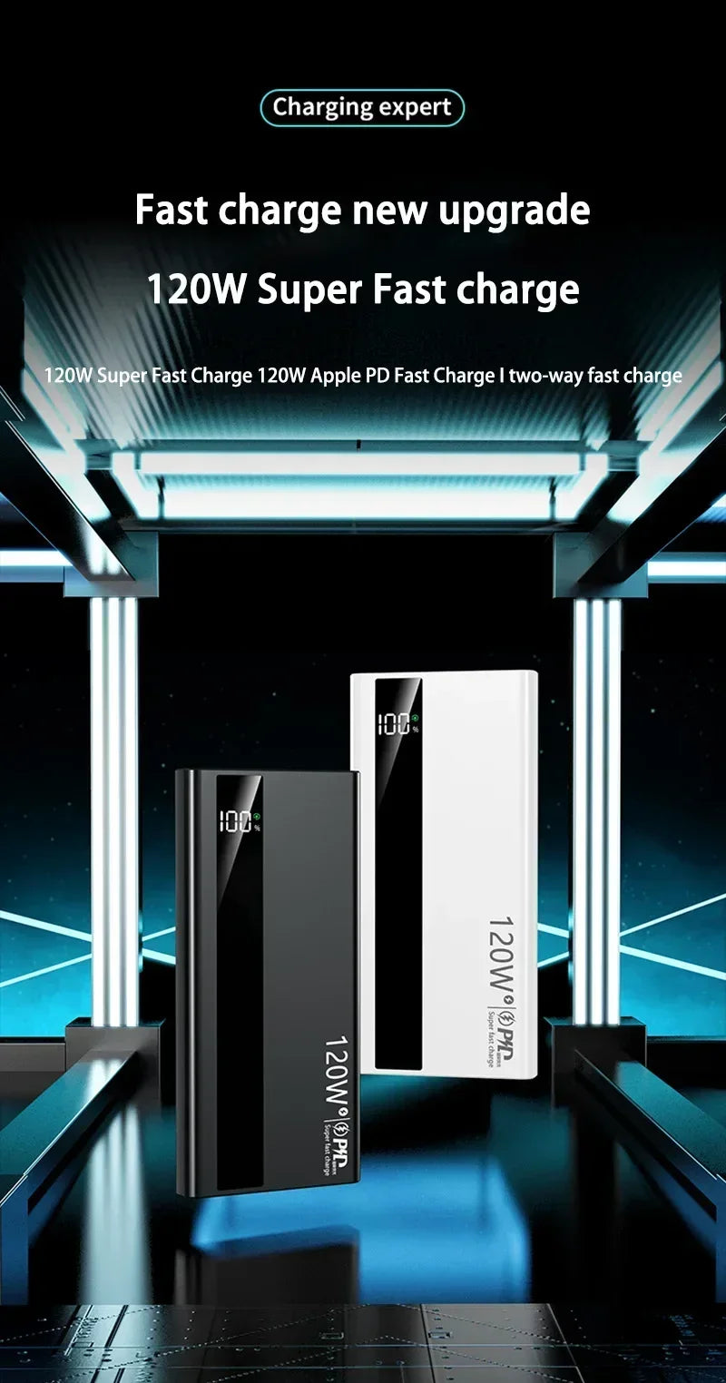 120W Fast Charging Power Bank 500000mAh High Capacity External Battery Digital Display Portable Power Bank For Iphone17 Xiaomi17