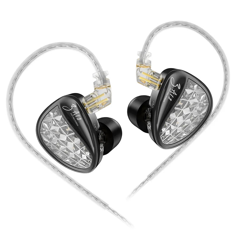 KZ ZA12 Hybrid dynamic balanced armature IEM earphones HiFi Bass wired headphone Noise Cancelling Earbuds in ear Monitor Headset