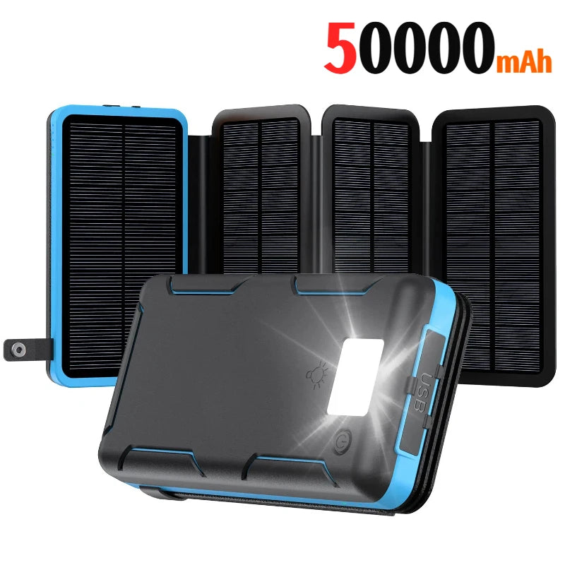 500000mAh Solar Power Bank 120W Large Capacity Super Fast Charging with Flashlight External Battery for iPhone Huawei