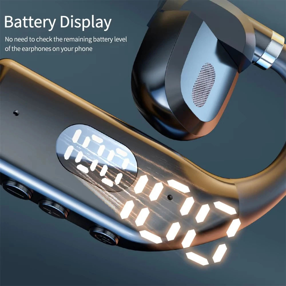 LED Single Earphones Long Standby Business Headphones Waterproof Mono Headset Outdoor Call Bluetooth5.3 Wireless Earbuds