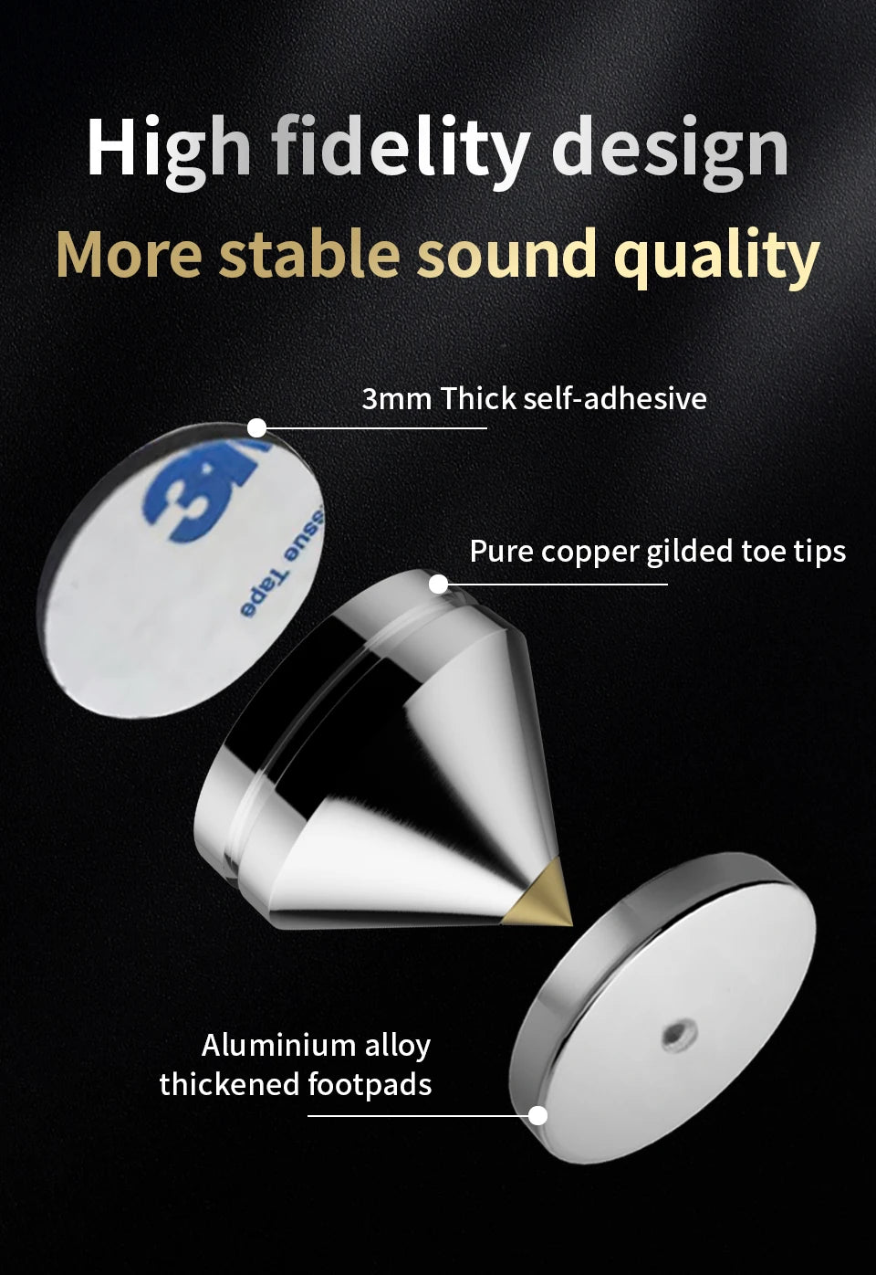 4Sets Speakers Stand Feet Foot Pad Aluminium Alloy Metal Spikes Cone Floor Foot Nail Speaker Noise Nial