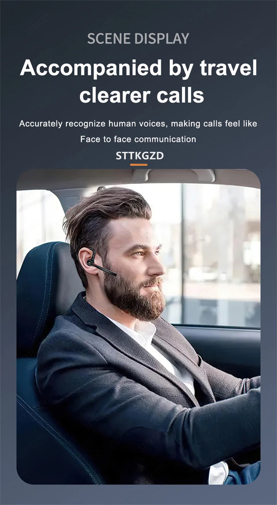 Wireless Headphones With Dual Microphon Bluetooth Earphone ENC Noise Cancelling Hands-free Headset Busines Auriculares Driving