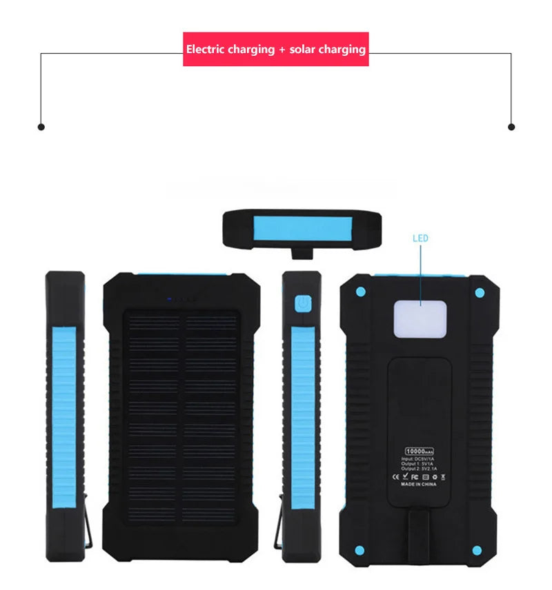 For Phone Camping Powerbanks Dual USB Travel Power Bank 500000mAh Waterproof Outdoor Solar Portable Solar Phone Charger Solar