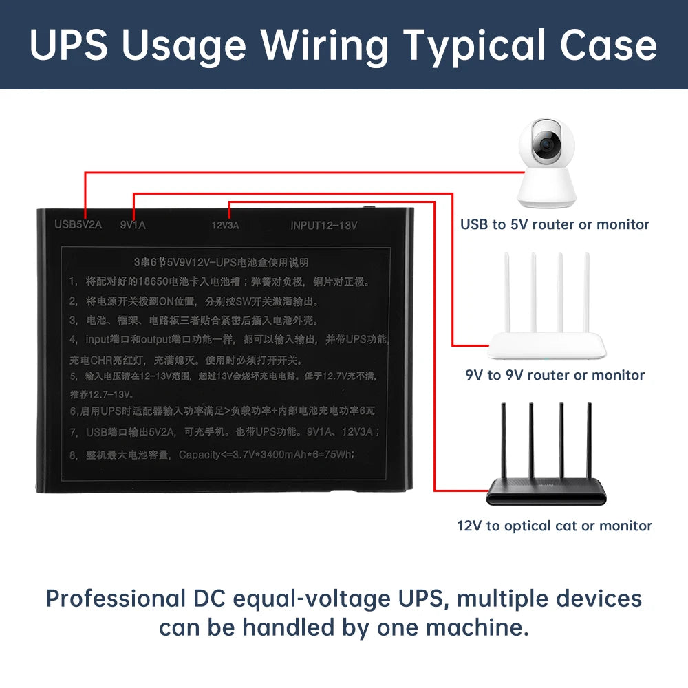 5V9V12V Output Power Bank Box for Cellphone Power Storage Case Tablet Modem 6x/3x 18650 Battery UPS Uninterrupted Power Supply