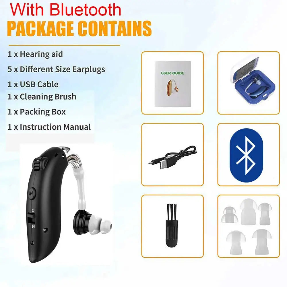Bluetooth Hearing Aid Amplifiers USB Charge Hearing Aids Audifonos Sound Devices Volume Control Adjustable Tone Loss Ompensation