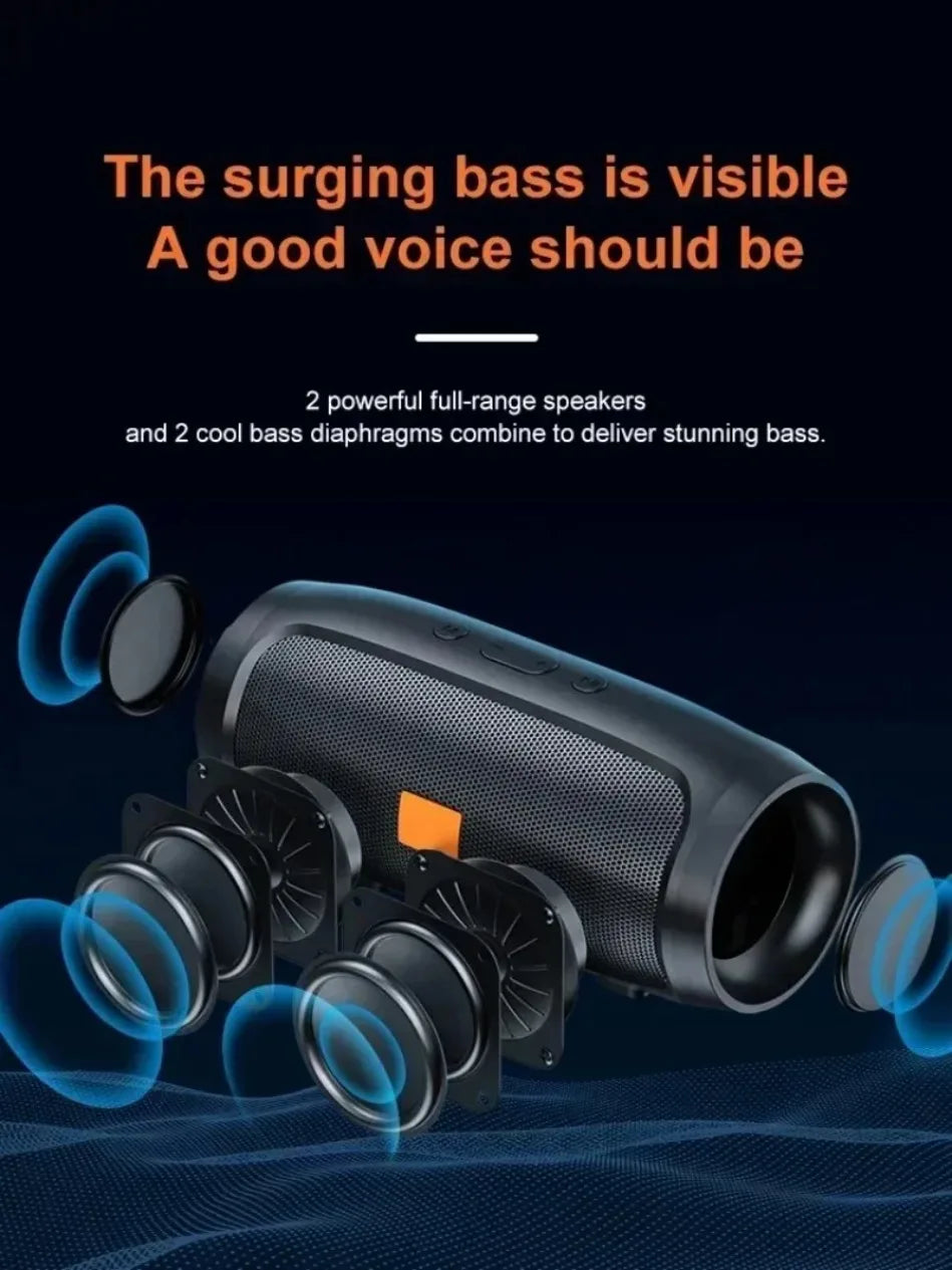 ViVO Portable Subwoofer Bluetooth Speakers Stereo Surround Waterproof Loudspeaker Wireless Sound Box Support FM Radio TF Card