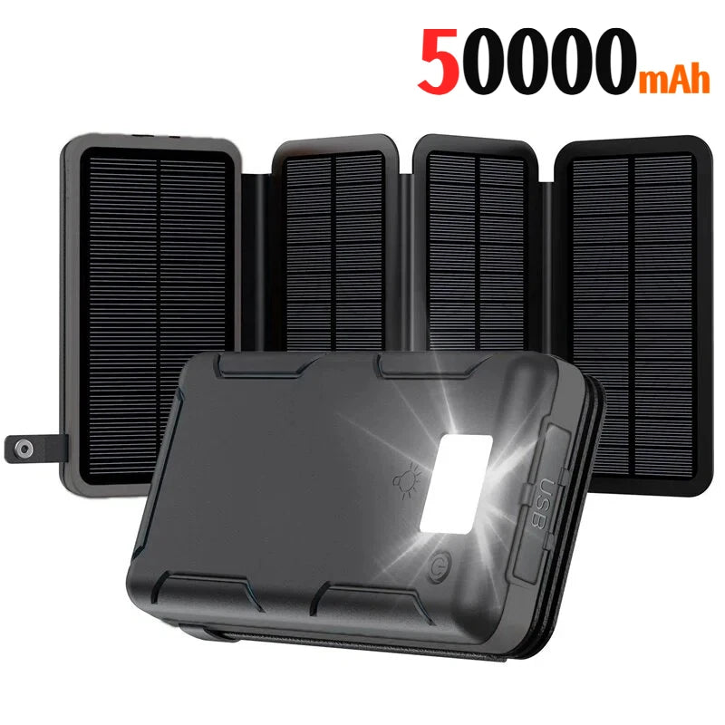 500000mAh Solar Power Bank 120W Large Capacity Super Fast Charging with Flashlight External Battery for iPhone Huawei