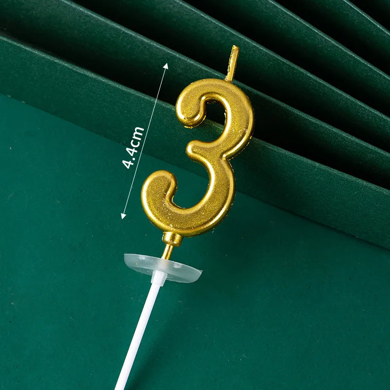 3D Gold Diamond Number Candles Large Birthday Cake Topper Wedding Anniversary Party Decorations for Home Celebration Supplies
