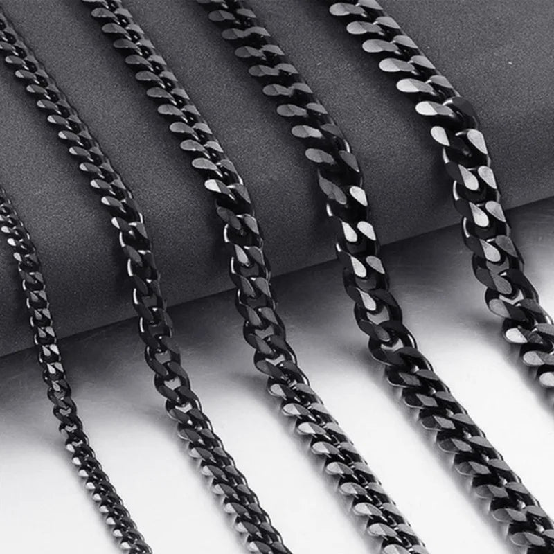 Width 5/7/9MM Hiphop Cuban Link Stainless Steel Chains Necklace for Men Basic Simple Rapper's Choker Fashion Jewelry Accessories