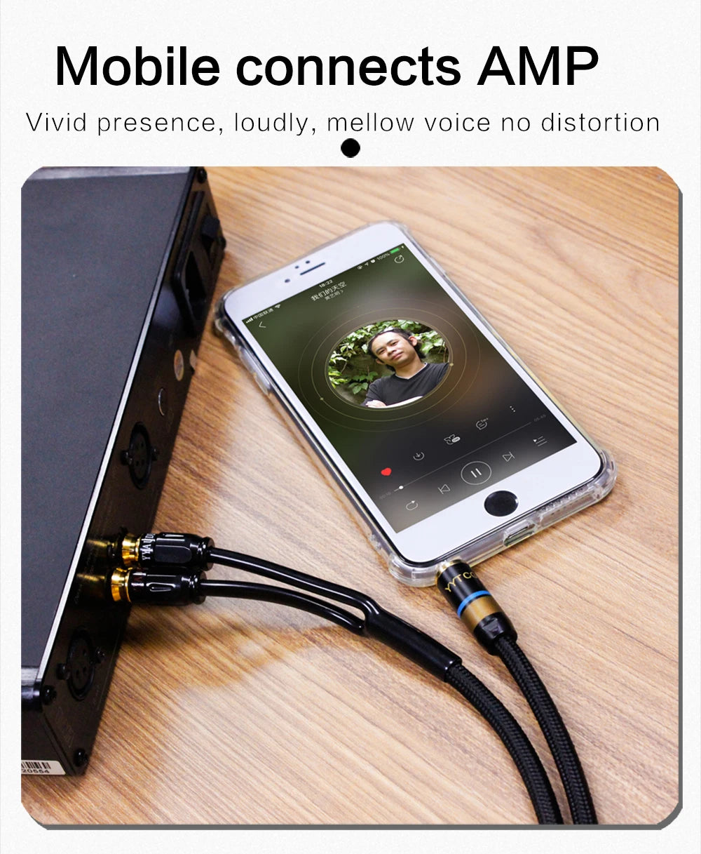 3.5mm to 2RCA audio cable, dedicated connection cable for mobile phones, power amplifiers, audio equipment and speakers