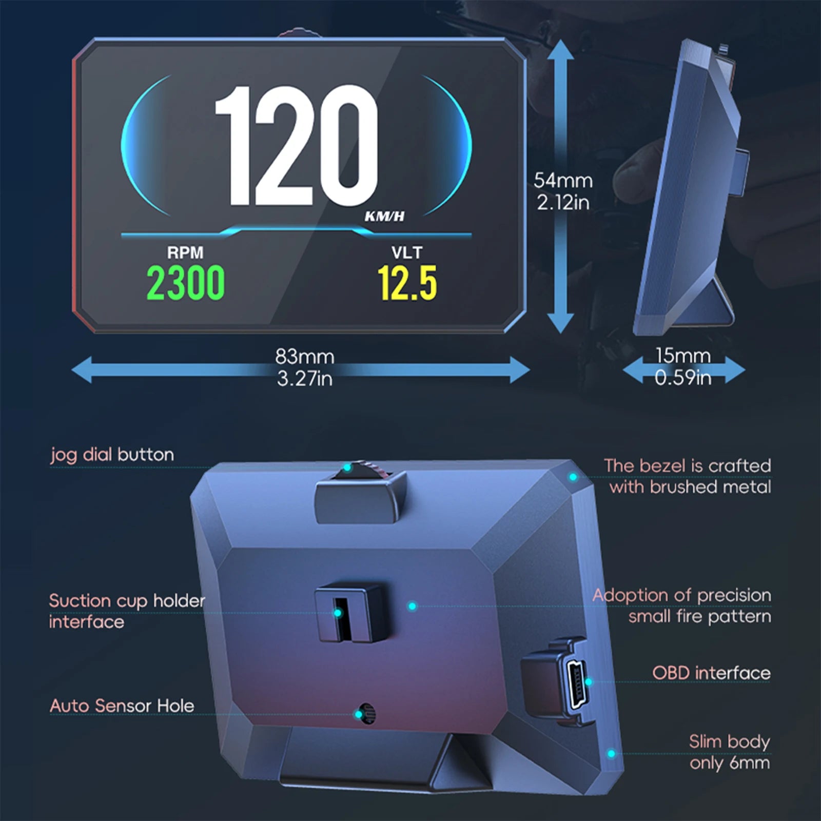 P16 HUD Obd2 Display On-board Computer Car Speed Gauge Smart Digital Tachometer Speedometer projector EOBD Water Oil Temperature