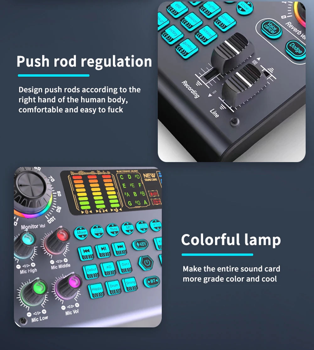 Zealsound Professional Podcast Live SoundCard Equipment Bundle with 48V XLR Microphone for PC Recording Singing Streaming Gaming