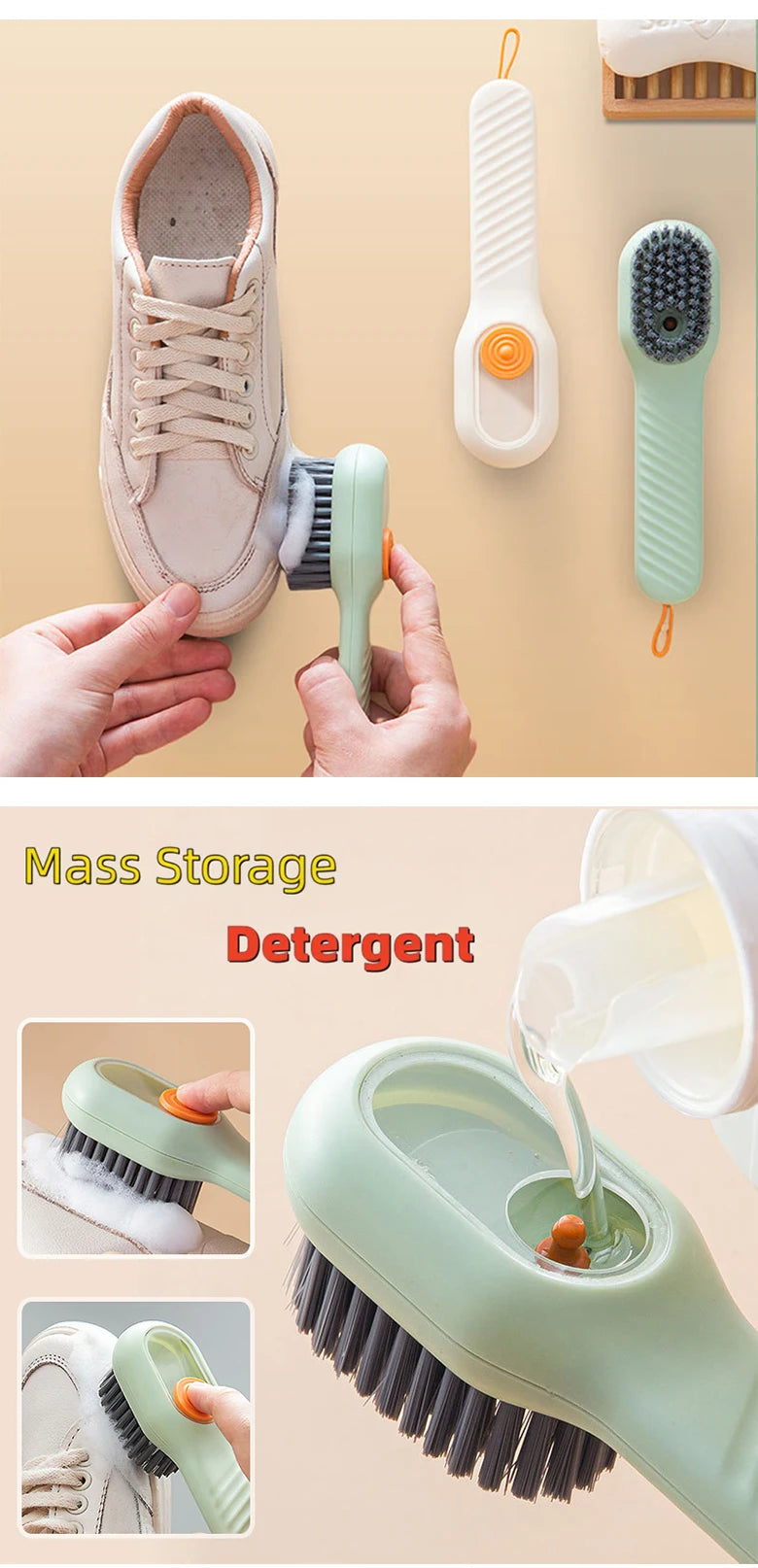 Cleaning Brush Soft Bristled Liquid Shoe Brush Long Handle Brush Clothes Brush Shoe Clothing Board Brush Household Cleaning Tool