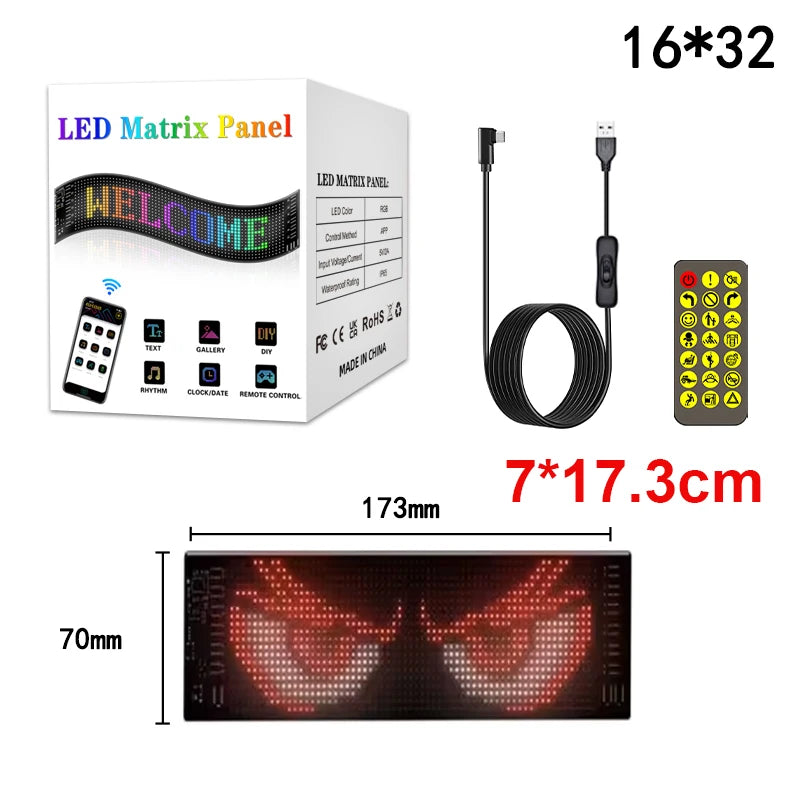 Smart Pixel LED Advertising Sign Scrolling Display Panel Screen BT APP Control USB 5V DIY Image Text Pattern Animation Creative
