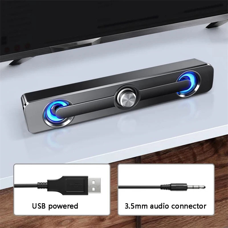 USB Wired Powerful Computer Speaker Bar Stereo Subwoofer Bass Speaker Surround Sound Box LED For PC Laptop Phone Tablet MP3