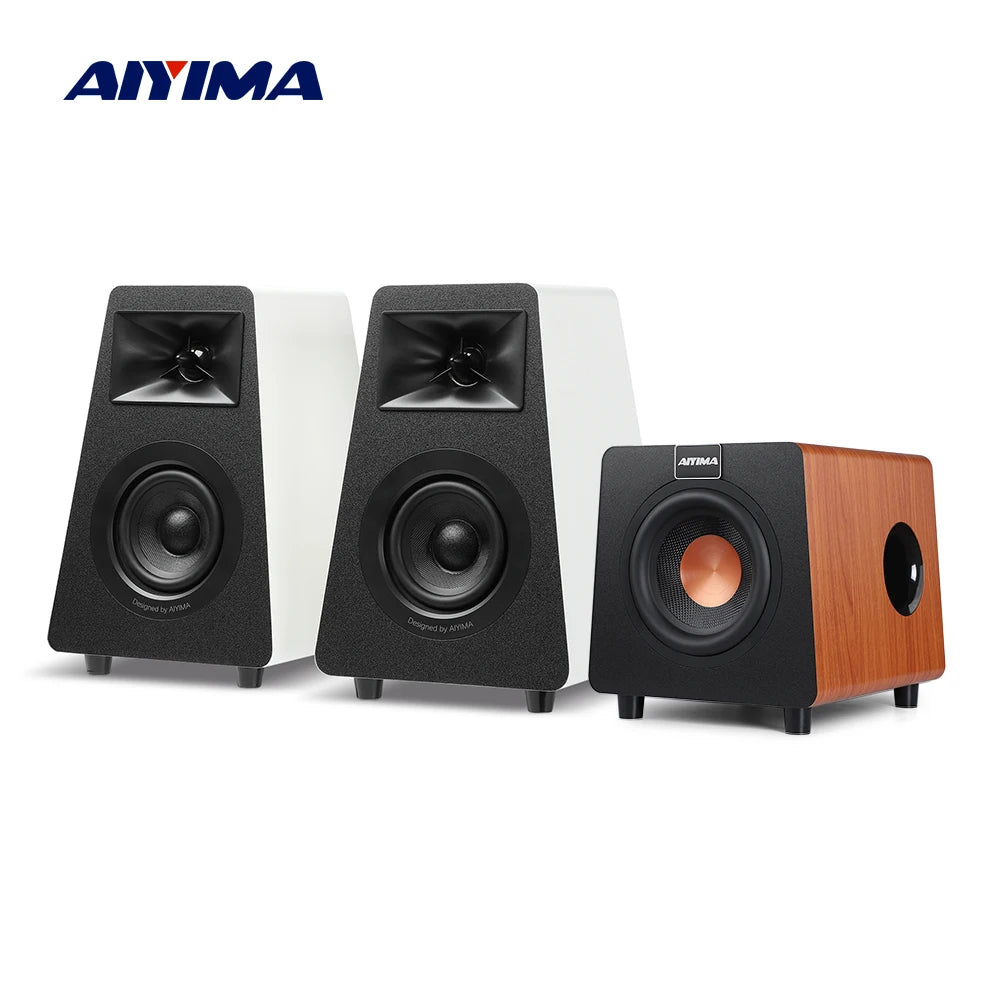 AIYIMA 2.1 Channel Bluetooth Speaker + 800X Subwoofer Hifi Home Sound Theater Wood Speakers Combination DIY Bookshelf Speakers