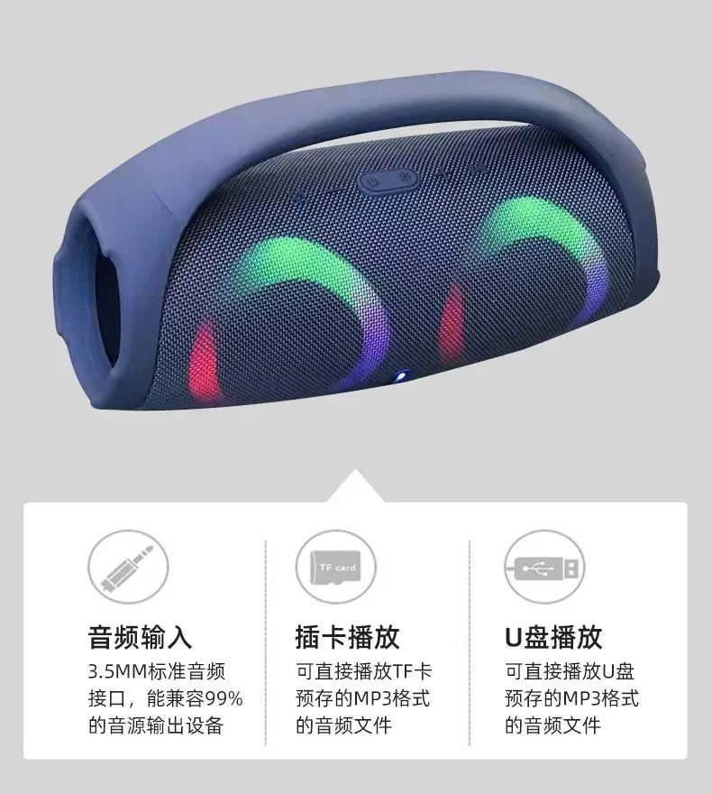 30W high power bluetooth speaker portable RGB colorful light waterproof wireless subwoofer 360 stereo surround TWS FM boombox