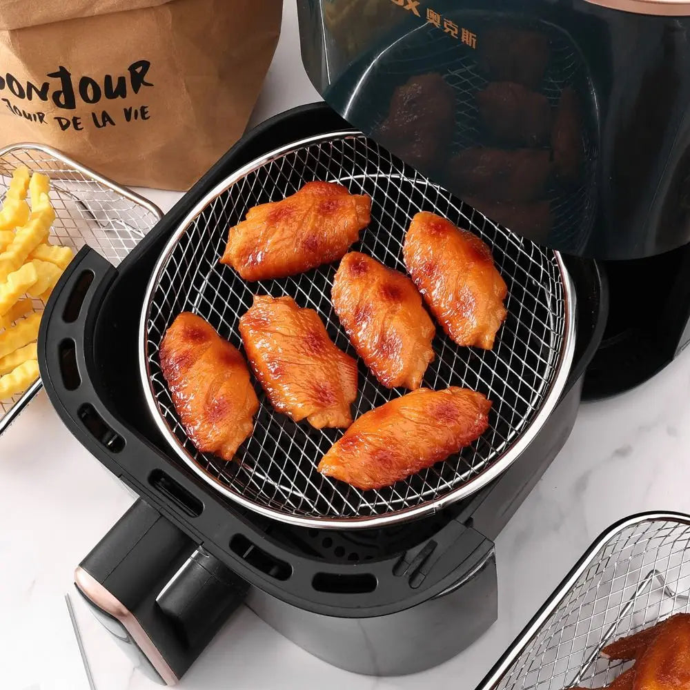 Durable Stackable Air Fryer Rack Non-Stick Stainless Steel Airfryer Tray Grilling Rack Kitchen Gadgets