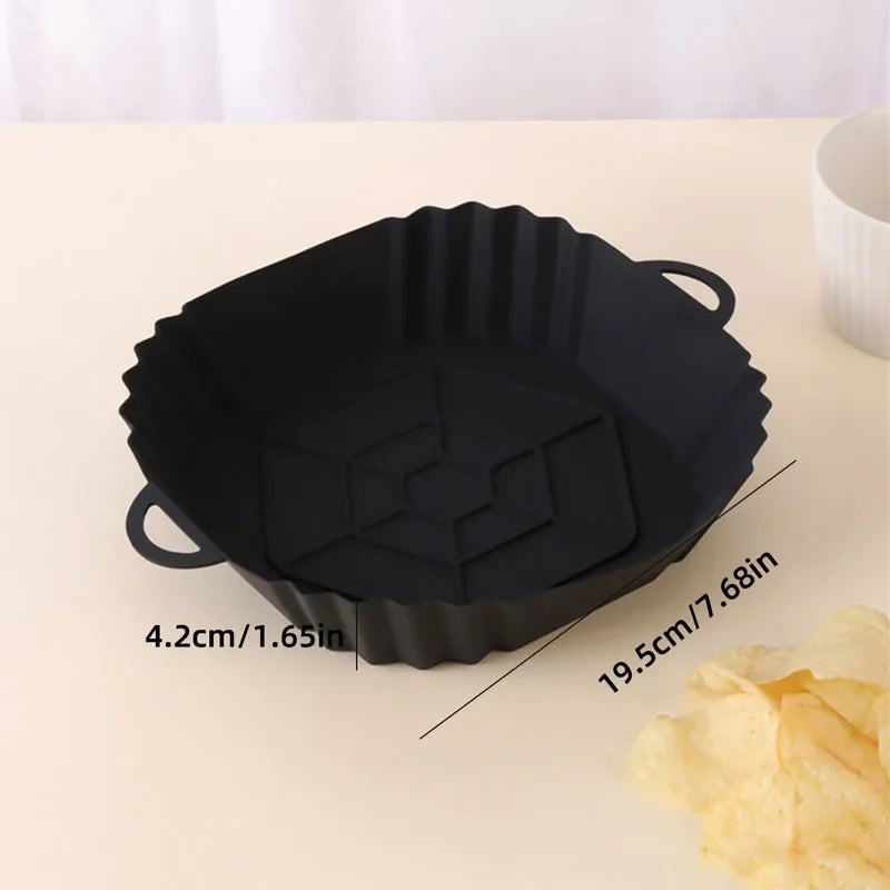 Air Fryer Oven Baking Tray Silicone Tray Fried Chicken Pizza Mat Oilless Silicone Pan Air Fryer Accessories for Kitchen Baking