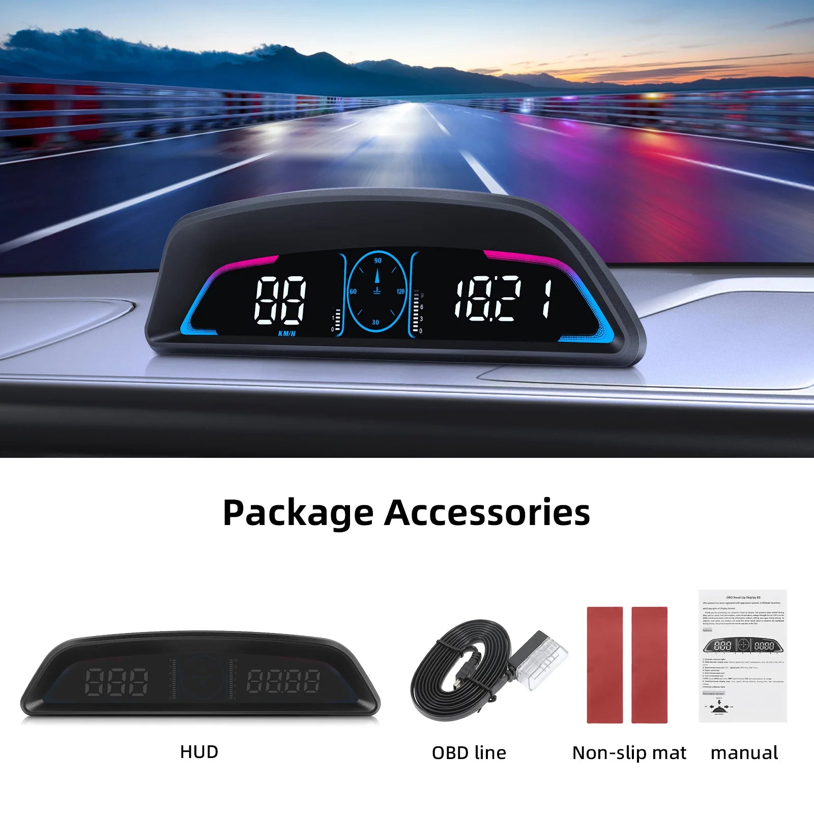 Car OBD/GPS B3 G3 Head Up Display Digital Speedometer Multifunctional HUD Display With Alarm Function Car Auto Accessories