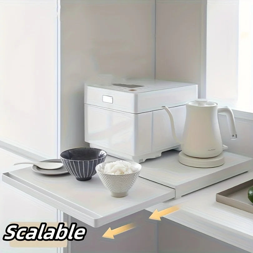 Modern Metal Utility Rack with Pull-Out Shelves & Drawers – Versatile Microwave Stand for Oven, Cookware and Tabletop Storage
