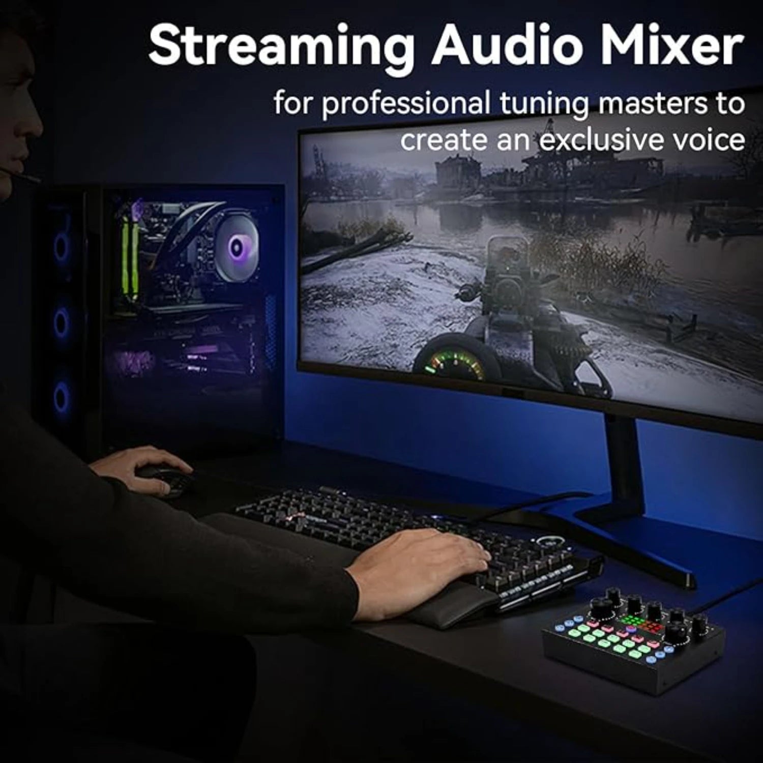 Podcast equipment set with voice changer, podcast mixer, with BM800 microphone, suitable for podcast, recording, live broadcast