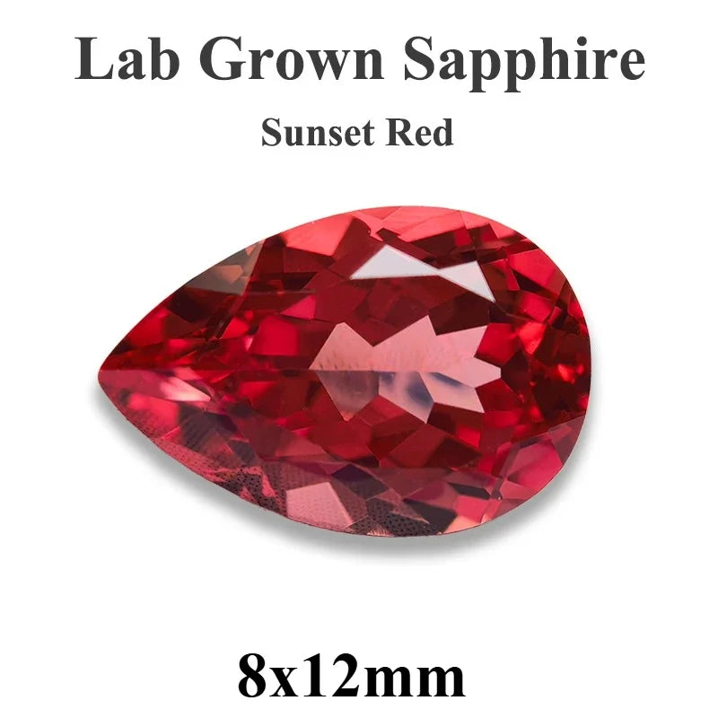 Lab Grown Sapphire Pear Cut Multiple Colors Available VVS1 Gemstone DIY Jewelry Making Materials with Selectable Certificate